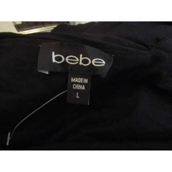 Bebe Dress NWT Little Black Ruched Bodycon Side Cut Out Stretchy Size L - Picture 6 of 8